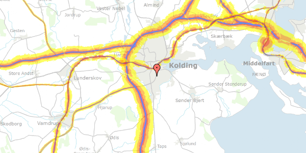 Trafikstøjkort på Højervej 1, 6000 Kolding