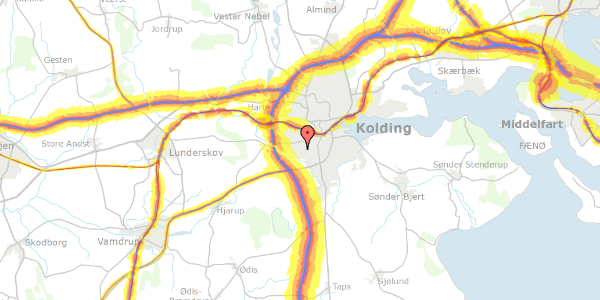 Trafikstøjkort på Ingridsvej 36, 6000 Kolding