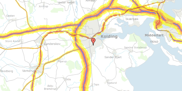 Trafikstøjkort på Istedvej 23, 6000 Kolding