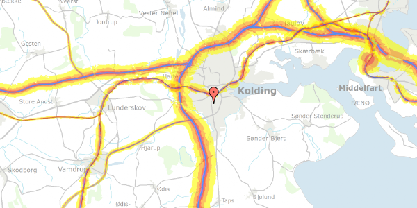 Trafikstøjkort på J.L. Hansens Vej 1, 6000 Kolding