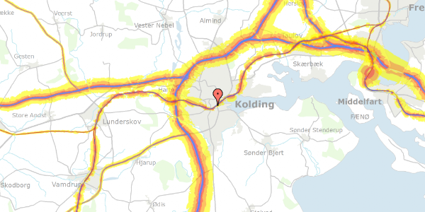 Trafikstøjkort på Jernbanegade 16C, st. , 6000 Kolding