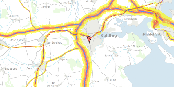 Trafikstøjkort på Junghansvej 62, 6000 Kolding