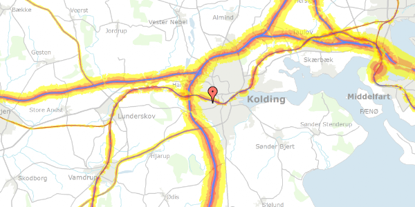 Trafikstøjkort på Karen Blixens Vej 7, 6000 Kolding