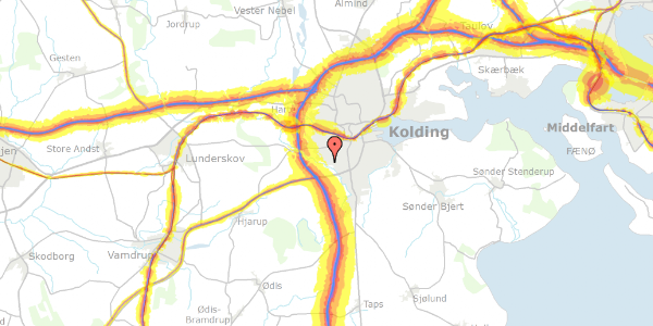 Trafikstøjkort på Kildevang 2, 6000 Kolding