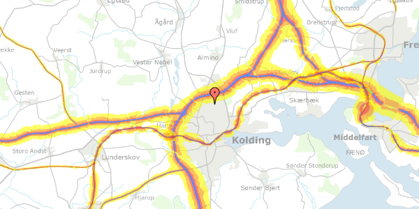 Trafikstøjkort på Kirkely 6B, 6000 Kolding