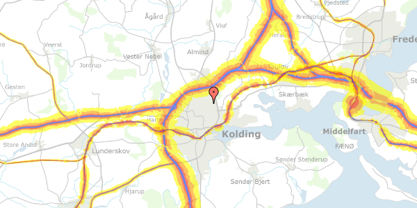 Trafikstøjkort på Kirsebærvej 1, st. 4, 6000 Kolding