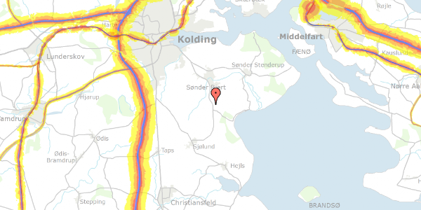 Trafikstøjkort på Kjellerupvej 15, 6091 Bjert