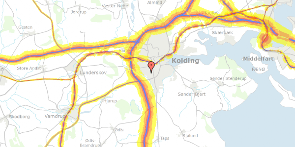 Trafikstøjkort på Knud Hansens Vej 5, 1. th, 6000 Kolding