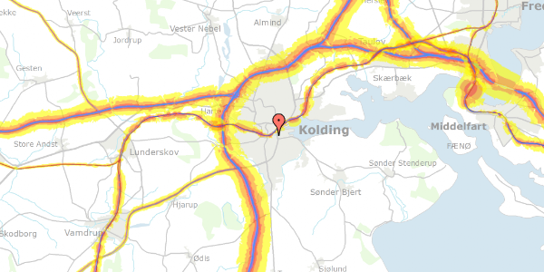 Trafikstøjkort på Kongebrogade 13, 4. th, 6000 Kolding