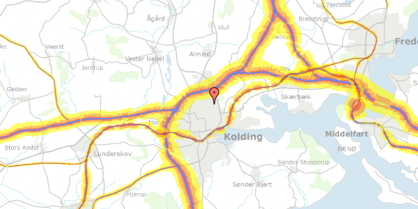 Trafikstøjkort på Kringsager 40, 6000 Kolding