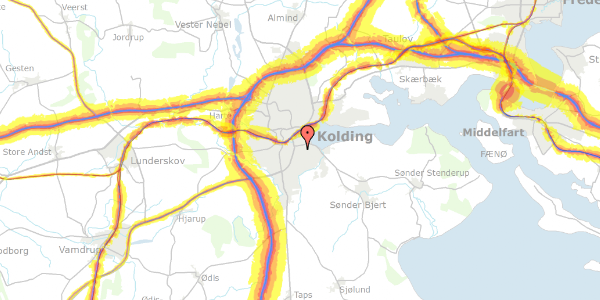 Trafikstøjkort på Kærmindevej 1, 6000 Kolding