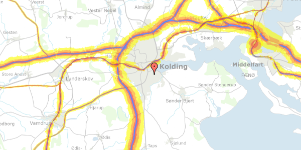 Trafikstøjkort på Kærmindevej 24, 6000 Kolding