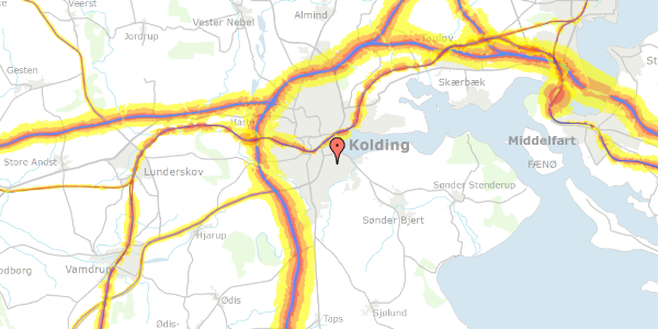 Trafikstøjkort på Kærmindevej 30, 6000 Kolding