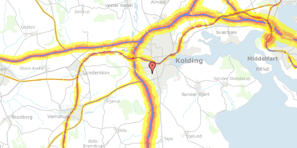 Trafikstøjkort på Langagervej 1, 6000 Kolding