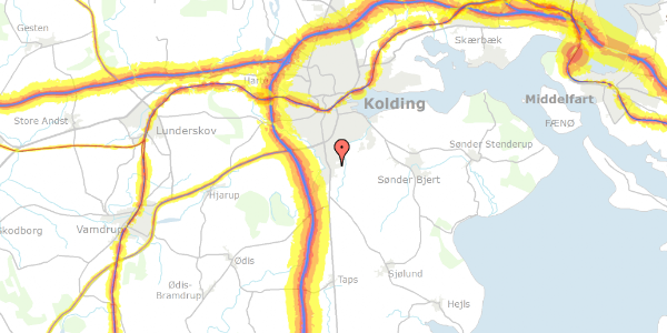 Trafikstøjkort på Langesund 4, 6000 Kolding