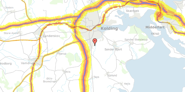 Trafikstøjkort på Langesund 7, 6000 Kolding