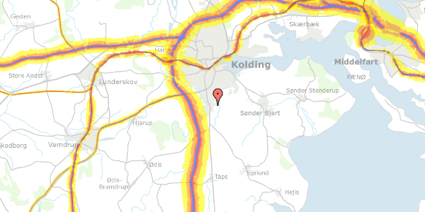 Trafikstøjkort på Langesund 13, 6000 Kolding