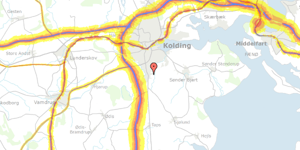 Trafikstøjkort på Langesund 15, 6000 Kolding