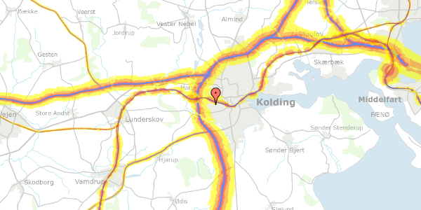 Trafikstøjkort på Lerbjergvej 32, 6000 Kolding