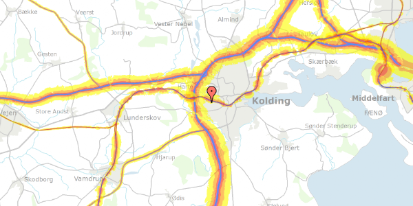 Trafikstøjkort på Lerbjergvej 38, 6000 Kolding