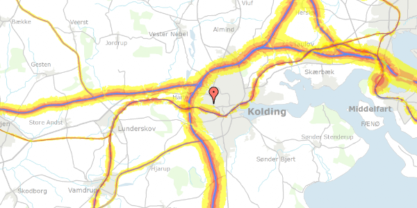 Trafikstøjkort på Lindealle 3, 6000 Kolding