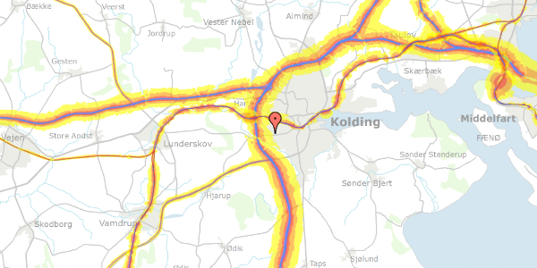 Trafikstøjkort på Lunavej 1, 6000 Kolding