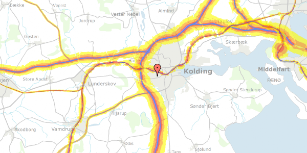 Trafikstøjkort på Lyngsvej 6, 6000 Kolding