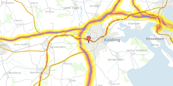 Trafikstøjkort på Lyngsvej 22, 6000 Kolding