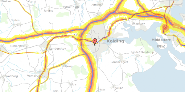 Trafikstøjkort på Læssøegade 61, 6000 Kolding