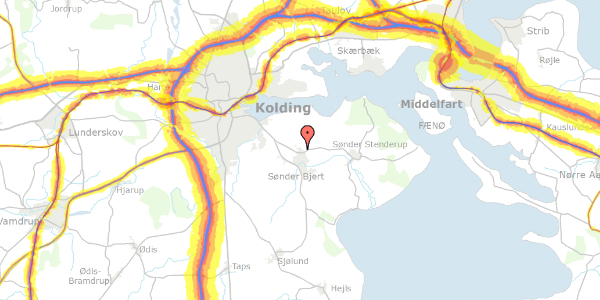 Trafikstøjkort på Løgervej 16, 6091 Bjert