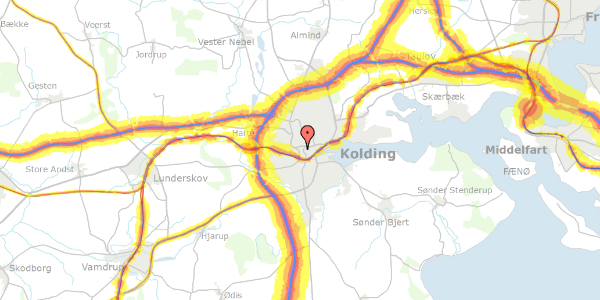 Trafikstøjkort på Låsbygade 92, 1. , 6000 Kolding