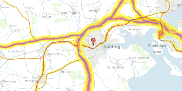 Trafikstøjkort på Låsbygade 103, 6000 Kolding