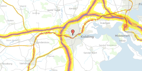 Trafikstøjkort på Låsbygade 110, st. 6, 6000 Kolding