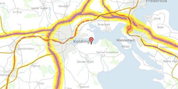 Trafikstøjkort på Mads Kehlets Vej 14, 6091 Bjert