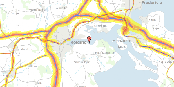 Trafikstøjkort på Mads Kehlets Vej 29, 6091 Bjert