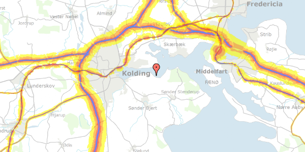 Trafikstøjkort på Mads Kehlets Vej 33, 6091 Bjert