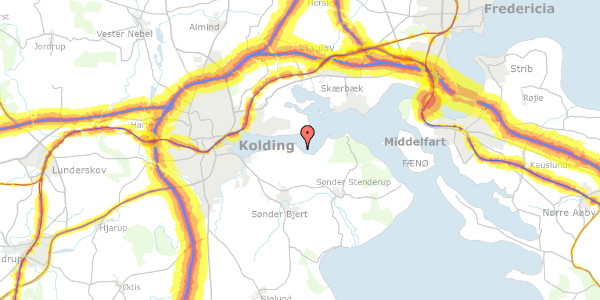 Trafikstøjkort på Mads Kehlets Vej 37, 6091 Bjert