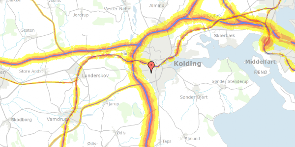 Trafikstøjkort på Margrethesvej 3, 6000 Kolding