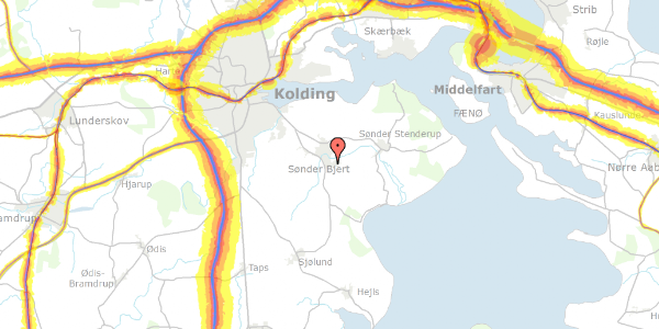 Trafikstøjkort på Mariavej 1, 6091 Bjert