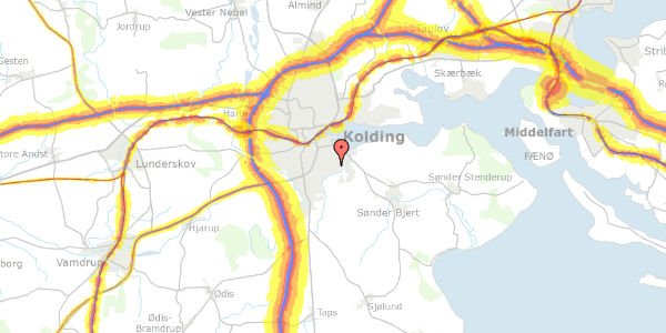 Trafikstøjkort på Mariesmindevej 24, 6000 Kolding