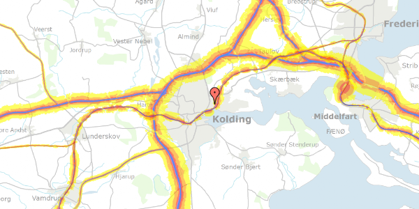 Trafikstøjkort på Middelfartvej 8, 6000 Kolding