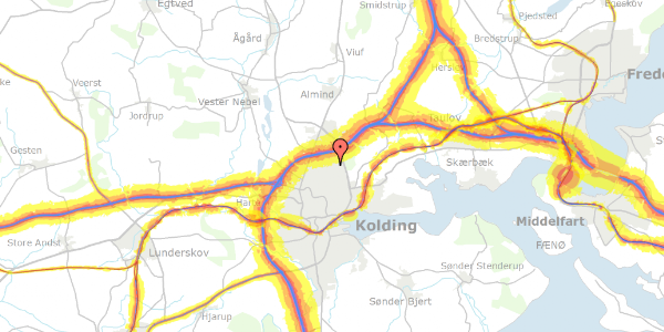 Trafikstøjkort på Mirabellevej 4, 6000 Kolding