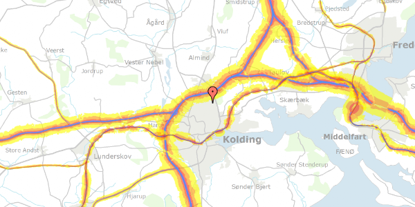 Trafikstøjkort på Mirabellevej 15, 6000 Kolding