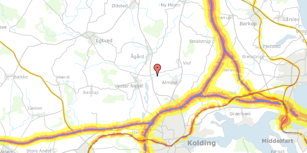 Trafikstøjkort på Dons Mølle 14, 6051 Almind