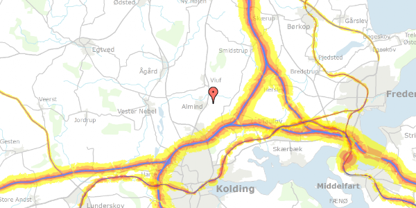 Trafikstøjkort på Møsvråvej 7, 6051 Almind