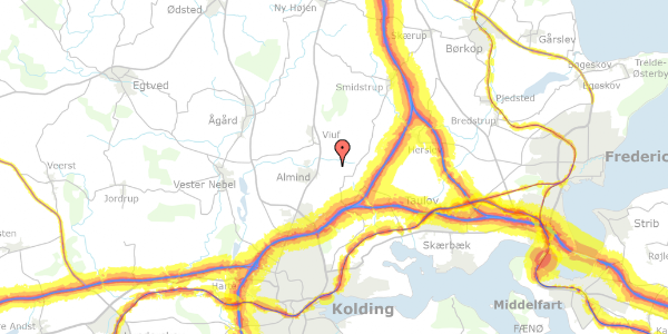 Trafikstøjkort på Møsvråvej 23, 6051 Almind