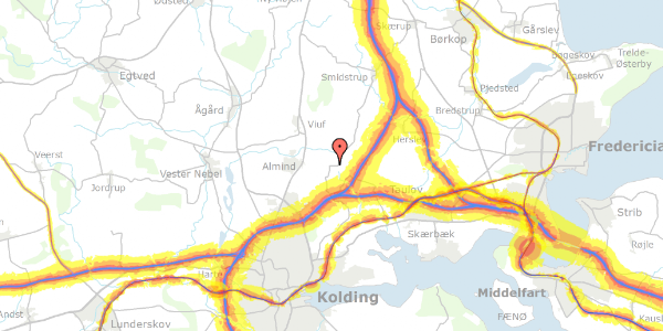 Trafikstøjkort på Møsvråvej 48, 6051 Almind