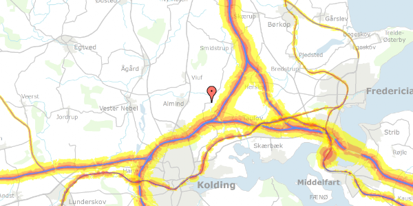 Trafikstøjkort på Møsvråvej 50, 6051 Almind