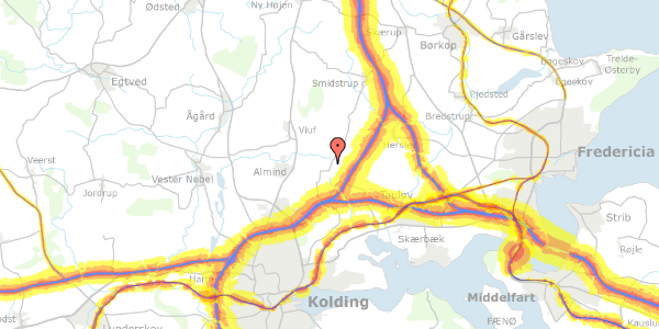 Trafikstøjkort på Møsvråvej 59, 6051 Almind