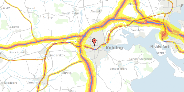 Trafikstøjkort på Ndr. Ringvej 2, 1. 101, 6000 Kolding